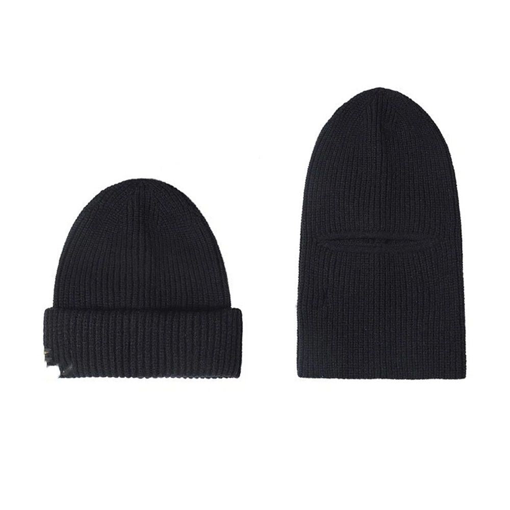 2 in 1 Ski Mask Black Ski Face Mask Winter Warm Cap Beanie Hats for Men Women Headwear, Hat Warm Full Face Ski Mask