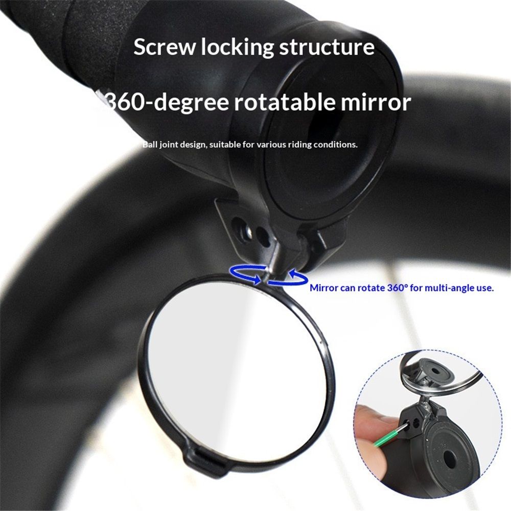 Folding Rear-View Bicycle Mirror for Handlebars, Bike Mirror Handlebar Mount – Mini Lens with Wide View and 360-degree Rotation