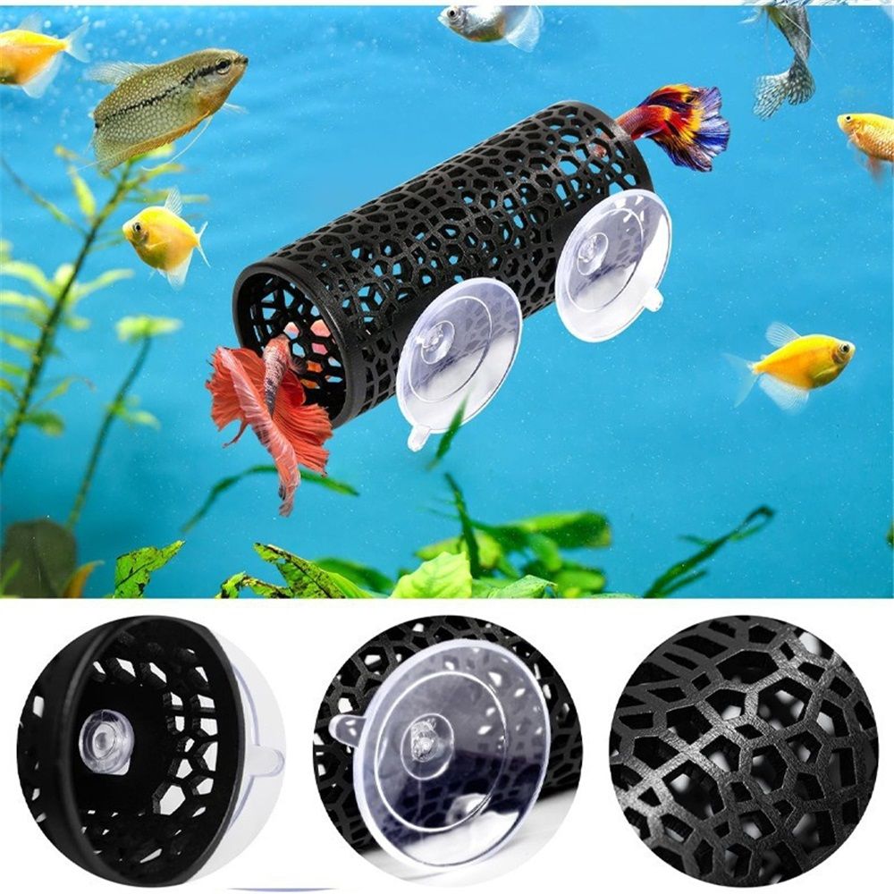 2 pack Betta Fish Toys, Black Betta Fish Tunnel Hammock, Safe Aquarium Decor for Smallfish Shrimp, Bettas Tank Accessories with Suction Cups Perfect for Hideout and Play Area