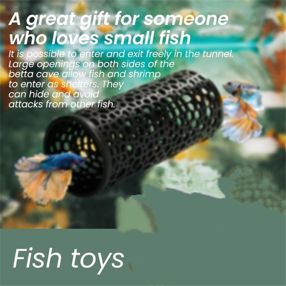 2 pack Betta Fish Toys, Black Betta Fish Tunnel Hammock, Safe Aquarium Decor for Smallfish Shrimp, Bettas Tank Accessories with Suction Cups Perfect for Hideout and Play Area