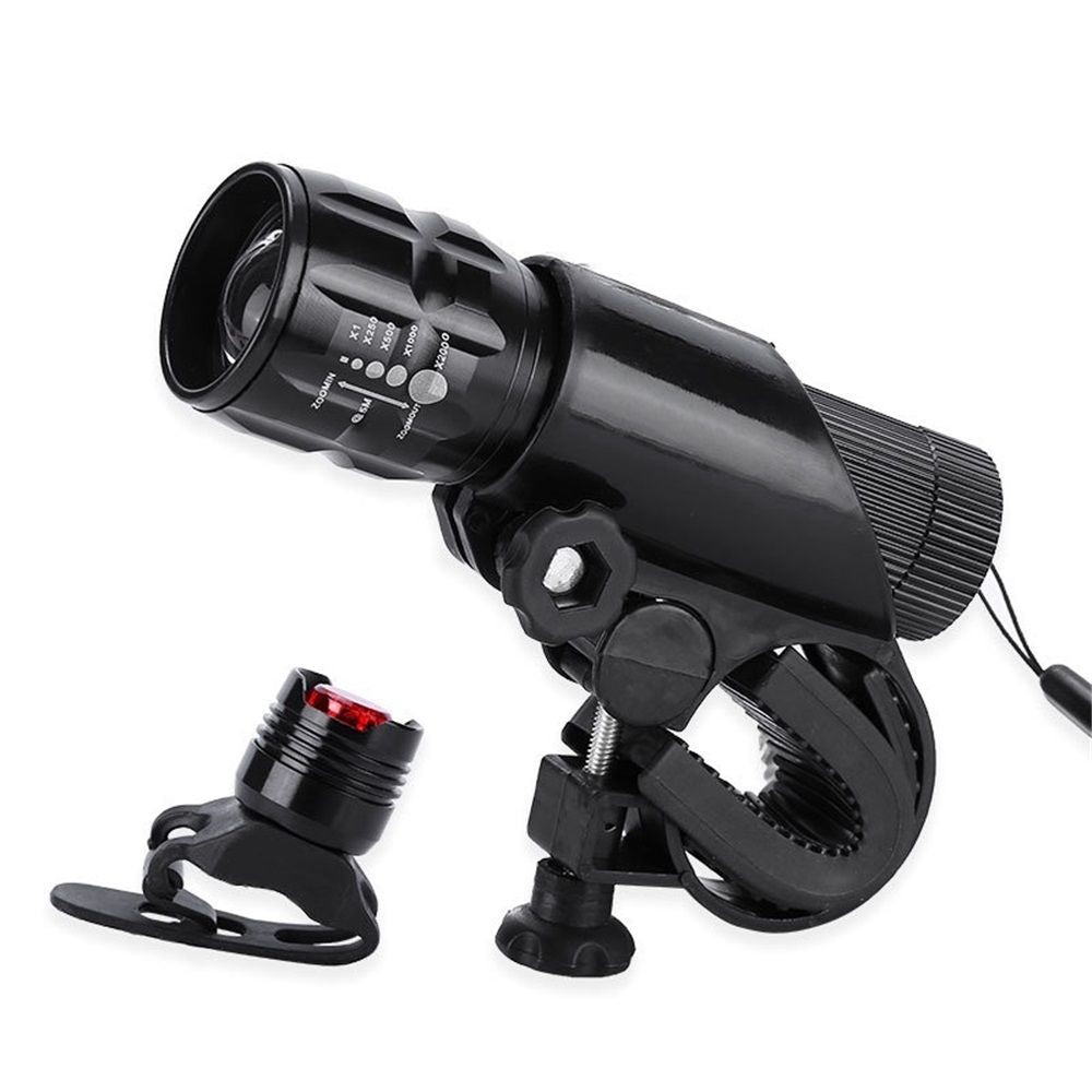 2 Packs Bike Light Set Super Bright Focus Adjustable Front Headlight and Rear LED Mountain Bicycle Light, Mount Included（Battery not included）