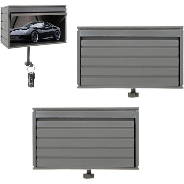 2 Pack Garage and Car Key Holder for Wall Mount Organizer with Opening Door - Grey