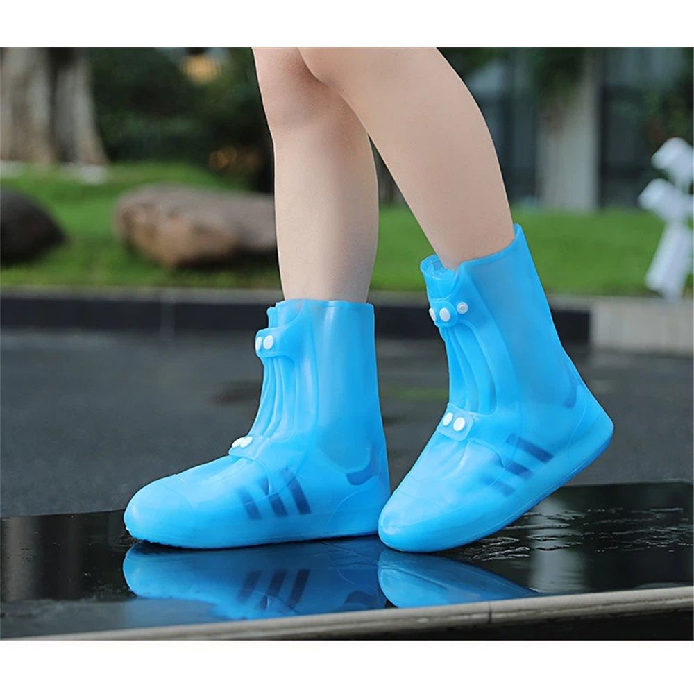 Waterproof Shoe Covers Non-Slip Rain Shoe Covers Reusable pvc Shoes Covers For Rain Resistant Rain Boots For Men Women Outdoor Overshoes Protection（M,BLUE）（Only shoe covers）