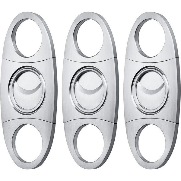 Cigar Cutter Set (6 Pack), Guillotine Double Blade, Cigar Accessories for Men, Stainless Steel Smoking Accessories Tool, Portable Sharp Clean Cut - Silver