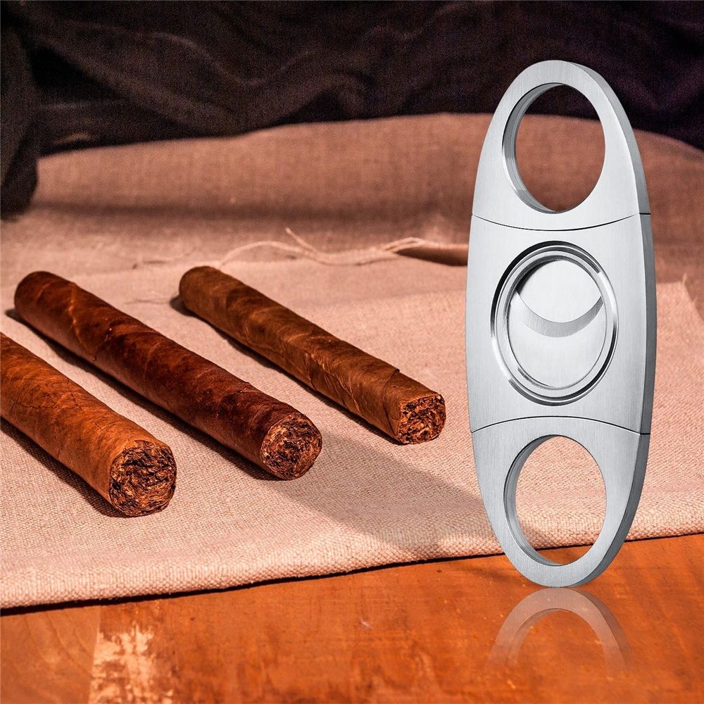 Cigar Cutter Set (6 Pack), Guillotine Double Blade, Cigar Accessories for Men, Stainless Steel Smoking Accessories Tool, Portable Sharp Clean Cut - Silver