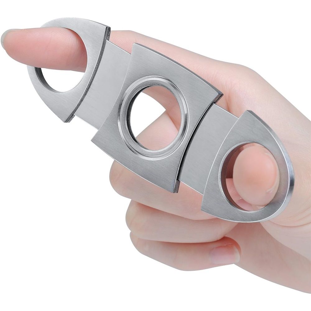 Cigar Cutter Set (6 Pack), Guillotine Double Blade, Cigar Accessories for Men, Stainless Steel Smoking Accessories Tool, Portable Sharp Clean Cut - Silver