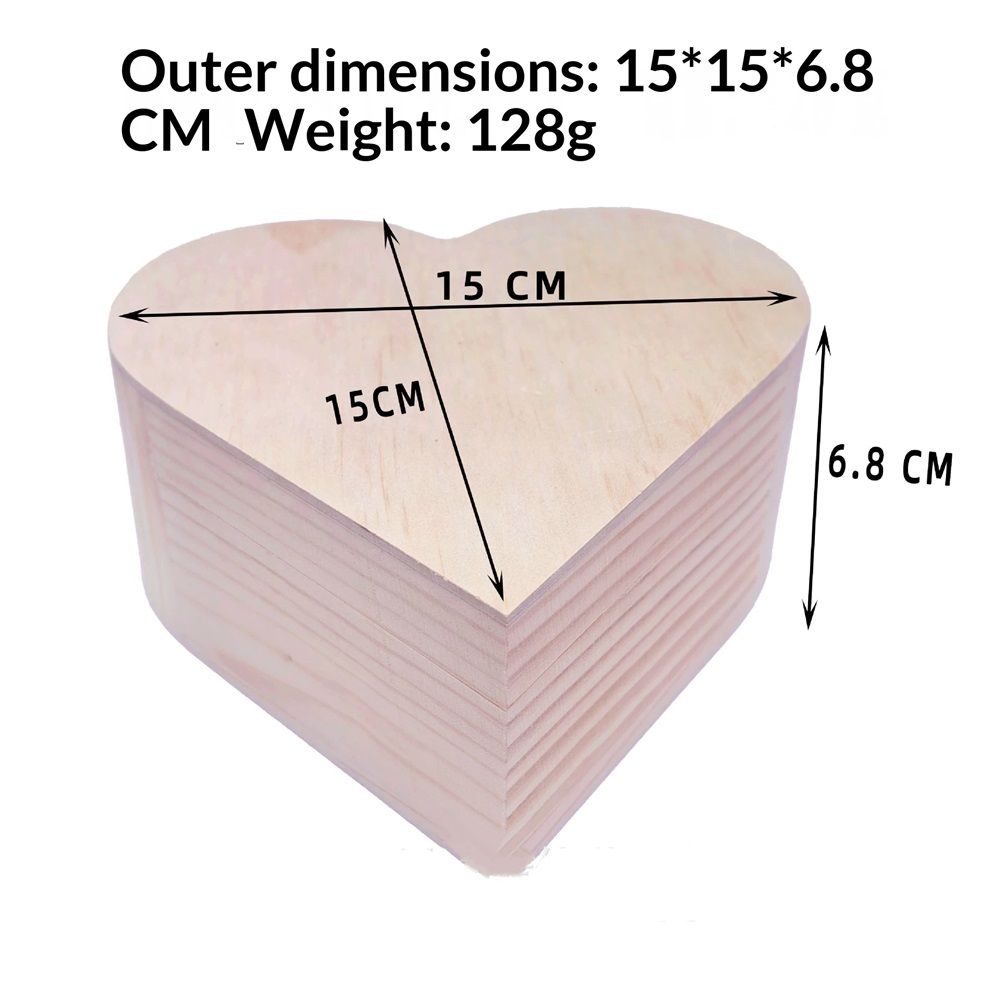 2 pack Heart-Shaped Unfinished Wooden Box Natural Pine Wood DIY Craft Wooden Boxes with Lid for Storage Crafts