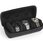 Watch case for travel and storage, hard 3 slots Watch Roll Organizer for Men and Women（does not include a watch）