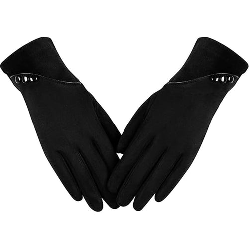 1 Pair Womens Winter Gloveswith Sensitive Touch Screen Texting Finger -Black