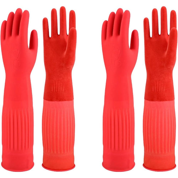 Rubber Dishwashing Cleaning Gloves (2-Pair) - L