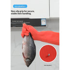 Rubber Dishwashing Cleaning Gloves (2-Pair) - Reusable, Waterproof with Extra-Long Cuff & Anti-Slip Design for Household & Kitchen Use - L