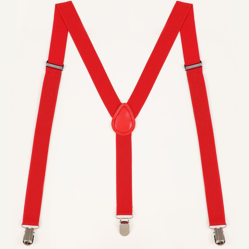 2 pack Women's Suspenders Clips Adjustable Elastic Band Y Shaped Suspender, Suspender with 3 Strong Clips Adjustable Braces (red)