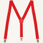 2 pack Women's Suspenders Clips Adjustable Elastic Band Y Shaped Suspender, Suspender with 3 Strong Clips Adjustable Braces (red)