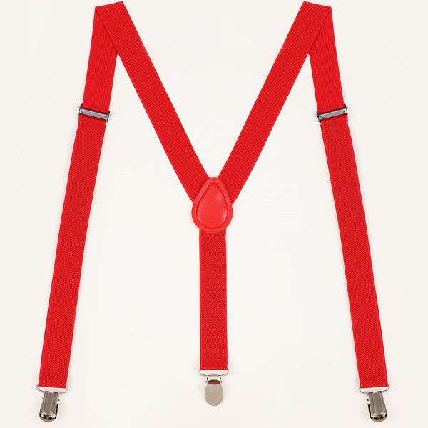 2 pack Women's Suspenders Clips Adjustable Elastic Band Y Shaped Suspender, Suspender with 3 Strong Clips Adjustable Braces (red)