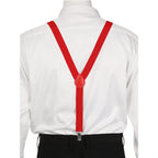 2 pack Women's Suspenders Clips Adjustable Elastic Band Y Shaped Suspender, Suspender with 3 Strong Clips Adjustable Braces (red)