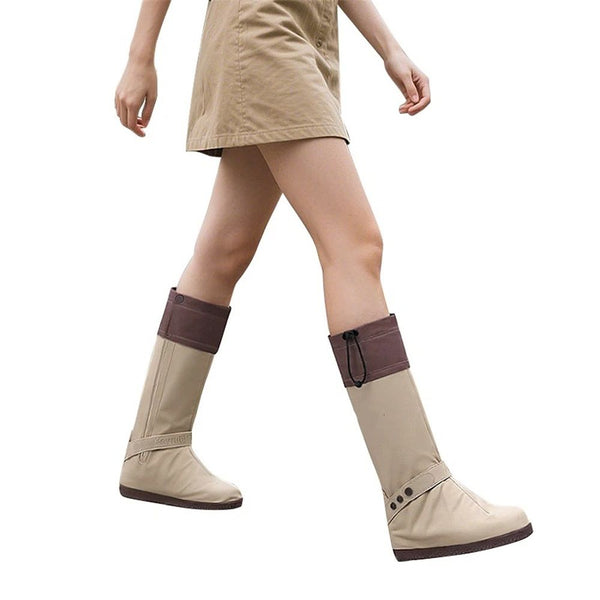 Waterproof Non-Slip Foldable Rain Boot Shoe Covers with Zipper - L
