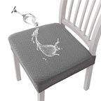 Waterproof Seat Covers for Dining Room Chairs Set of 4, Stretch Jacquard Removable Washable Chair Seat Slipcovers Protector, No Rear Covers, light gray（Only chair covers）