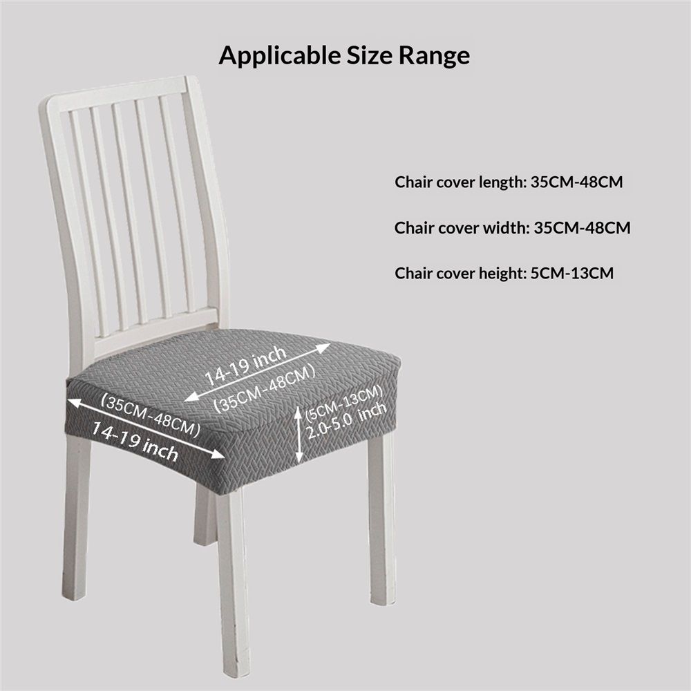 Waterproof Seat Covers for Dining Room Chairs Set of 4, Stretch Jacquard Removable Washable Chair Seat Slipcovers Protector, No Rear Covers, light gray（Only chair covers）
