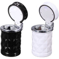 2 pack Auto Car Ashtray Portable with LED Light Ashtray Smokeless Smoking Stand Cylinder Cup Holder (Black and White)