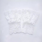 2 pairs Women's Short Lace Gloves Fingerless for Driving Wedding Wrist Length Bridal Prom Gloves（white）