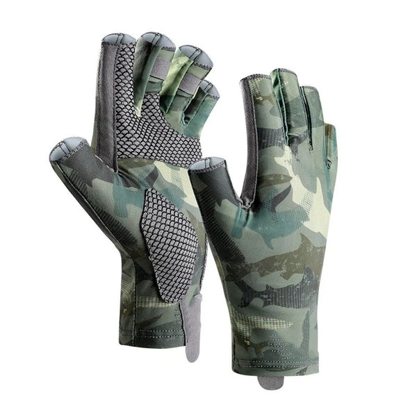 Fishing Gloves Gloves UV Protection Fingerless Gloves Men Women for Outdoor, Kayaking, Rowing, Paddling, Canoeing, Hunting（green）