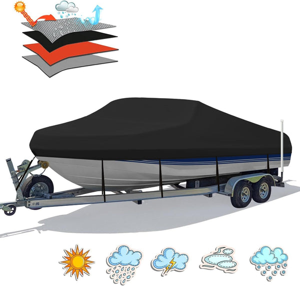 Black 600D Boat Cover 21-24FT