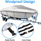 Trailerable Boat Cover – 600DHeavy Duty Waterproof Tarp with Storage Bag, Designed for V-Hull, Fish & Ski, Runabout, Bass & Fishing Boats,23-25FTBlack