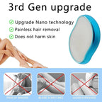 Blue Crystal Hair Eraser for Women Men, Reusable Painless Body Hair Remover, Portable Exfoliation Epilator Tool to Remove Hair on Arms Legs Back