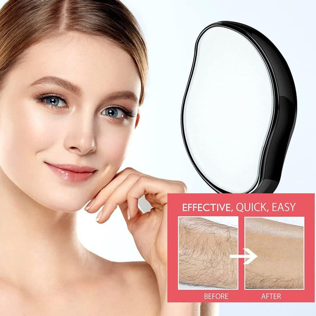 Black Crystal Hair Eraser for Women Men, Reusable Painless Body Hair Remover, Portable Exfoliation Epilator Tool to Remove Hair on Arms Legs Back