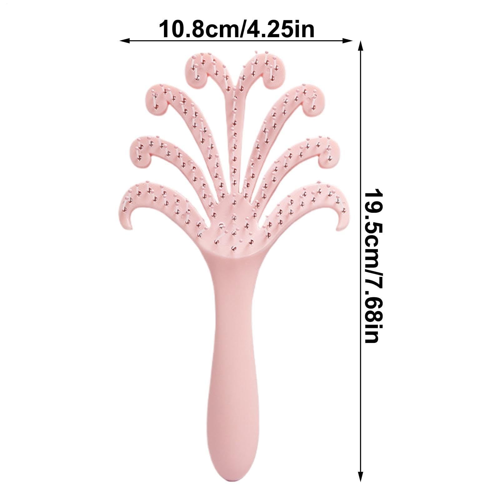 New light pink  Octopus Scalp Massage Comb, Gentle Fluffy Wide Tooth Hair Brush, Portable Wet Dry Use Detangling Hair Comb