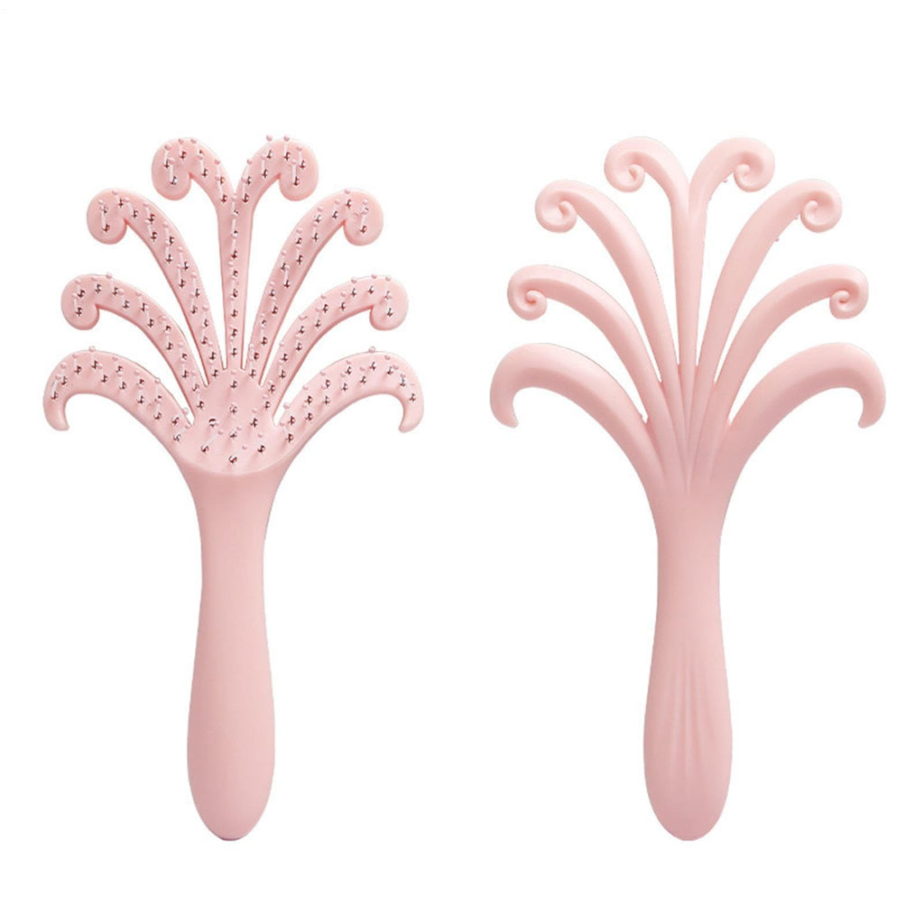 New light pink  Octopus Scalp Massage Comb, Gentle Fluffy Wide Tooth Hair Brush, Portable Wet Dry Use Detangling Hair Comb