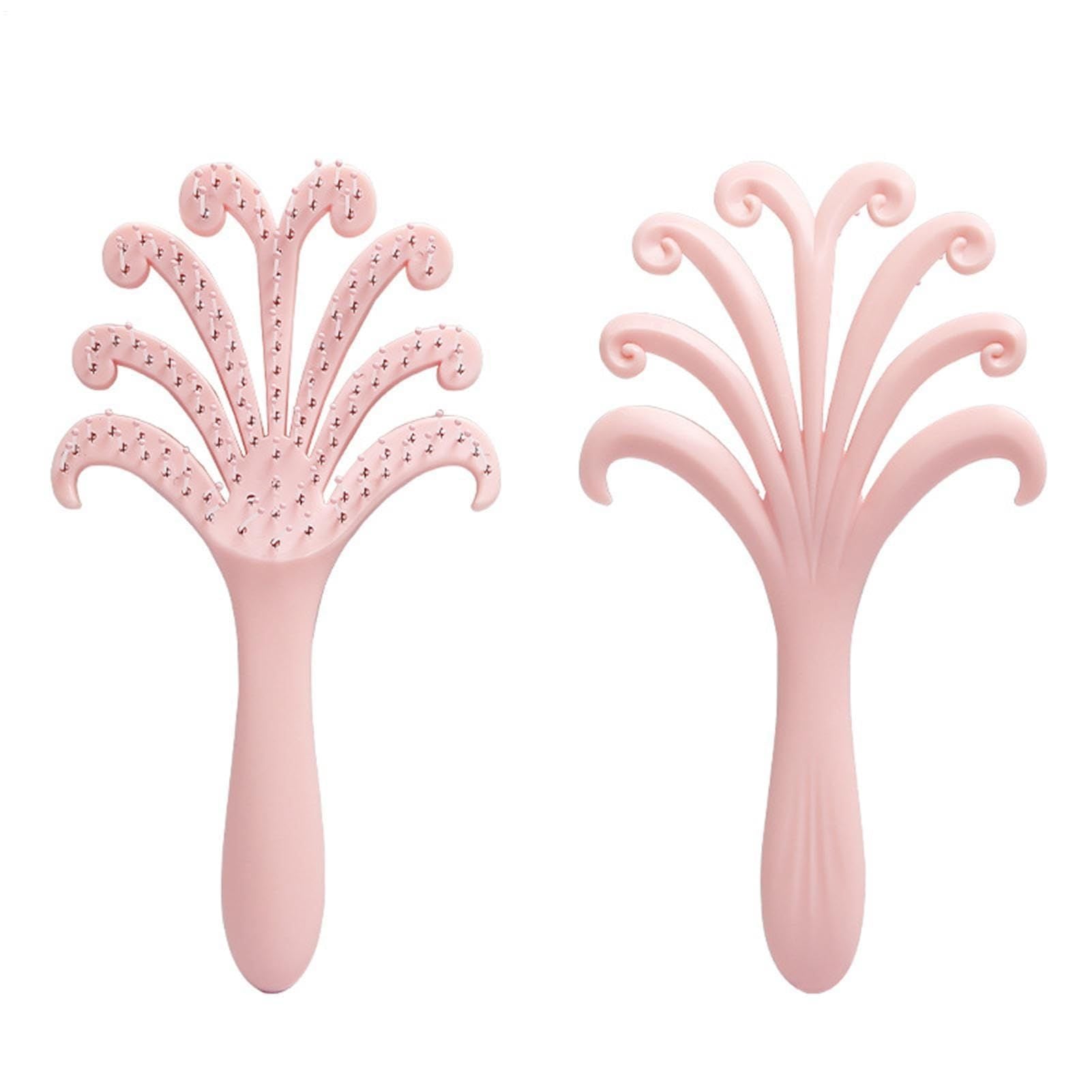 New light pink  Octopus Scalp Massage Comb, Gentle Fluffy Wide Tooth Hair Brush, Portable Wet Dry Use Detangling Hair Comb
