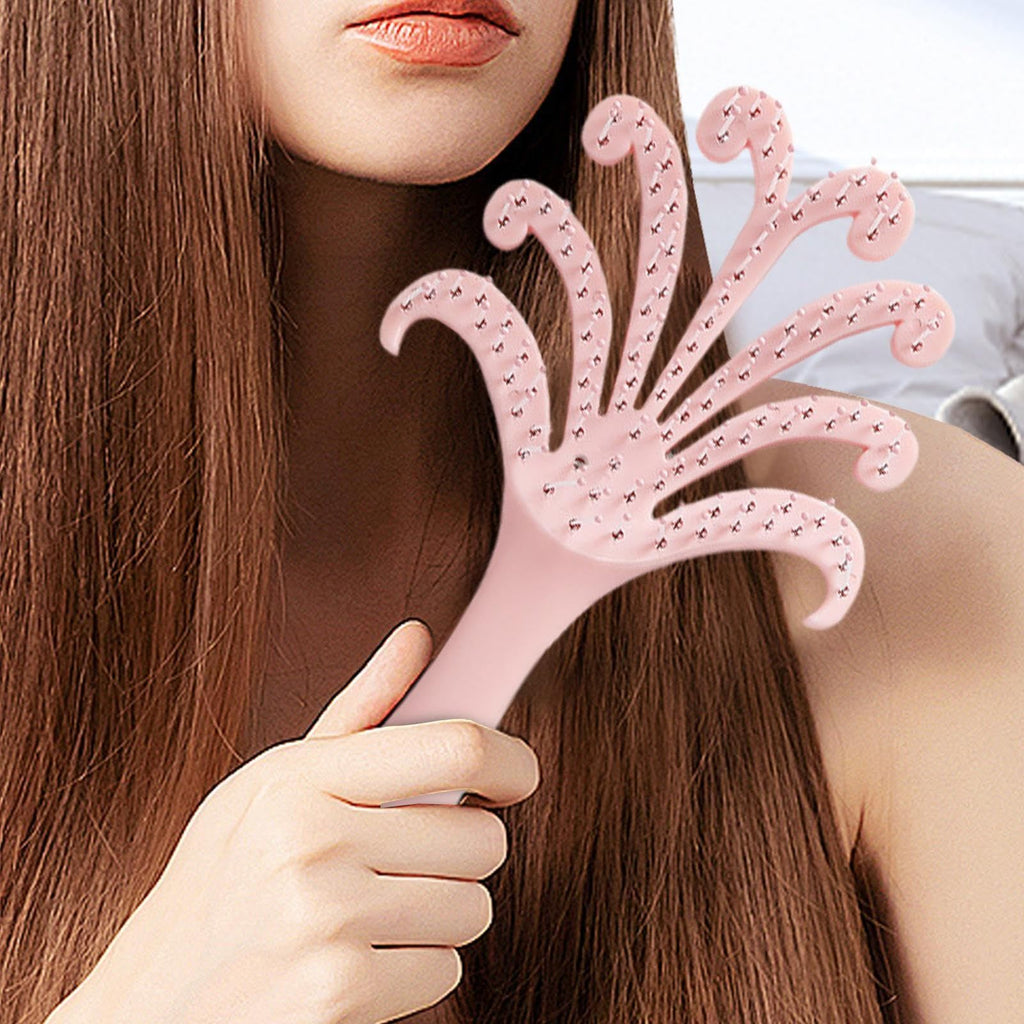 New light purple  Octopus Scalp Massage Comb, Gentle Fluffy Wide Tooth Hair Brush, Portable Wet Dry Use Detangling Hair Comb
