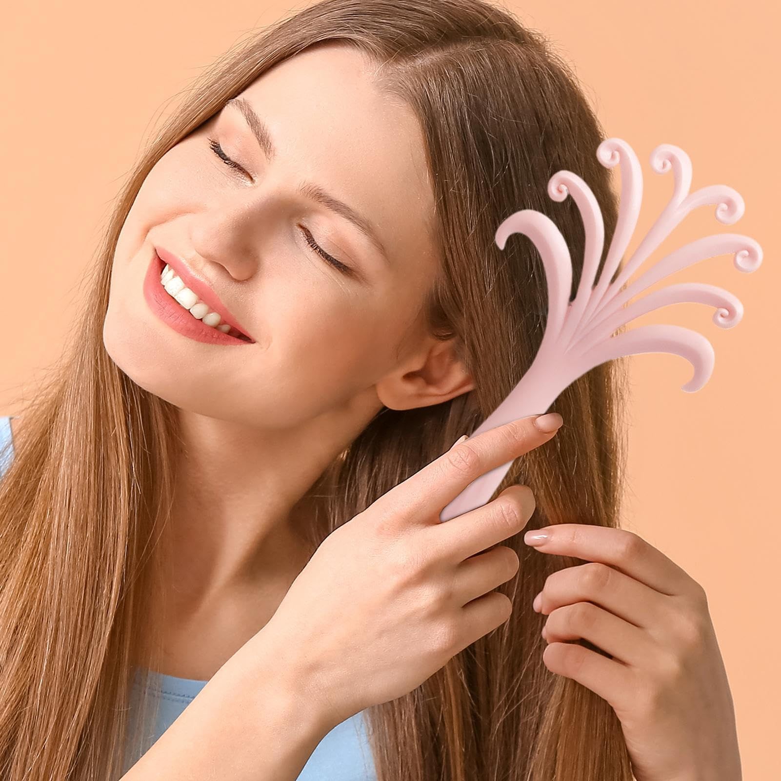 New light purple  Octopus Scalp Massage Comb, Gentle Fluffy Wide Tooth Hair Brush, Portable Wet Dry Use Detangling Hair Comb