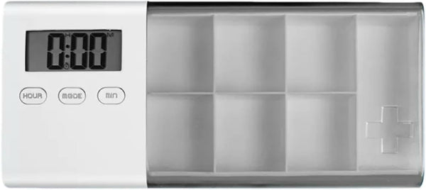 Smart 7-Day Pill Organizer with Timer & Alarm (Grey)