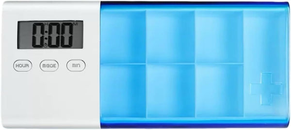 Smart 7-Day Pill Organizer with Timer & Alarm (Blue)