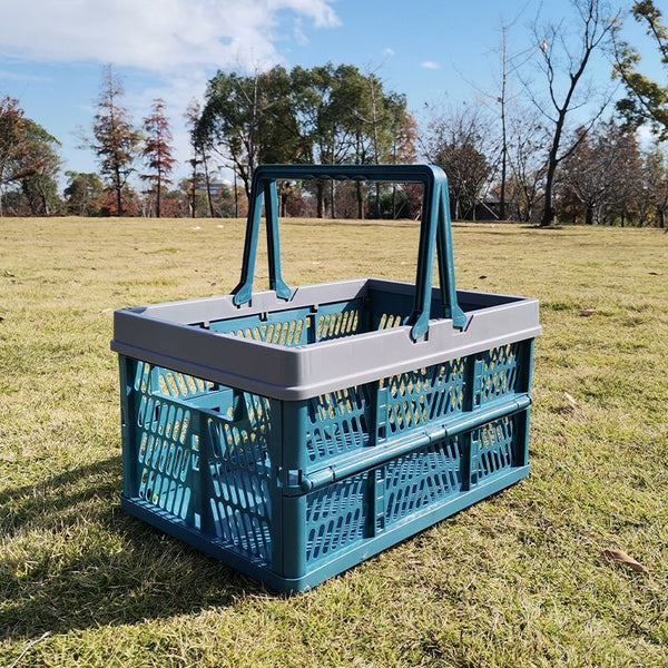Folding picnic basket-Blue with Gray