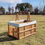 Folding picnic basket-Brown with Beige