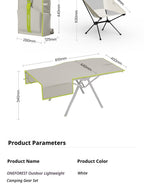 Green 4-Piece Set-Bag+Aluminum Table Frame+2 Moon Chairs