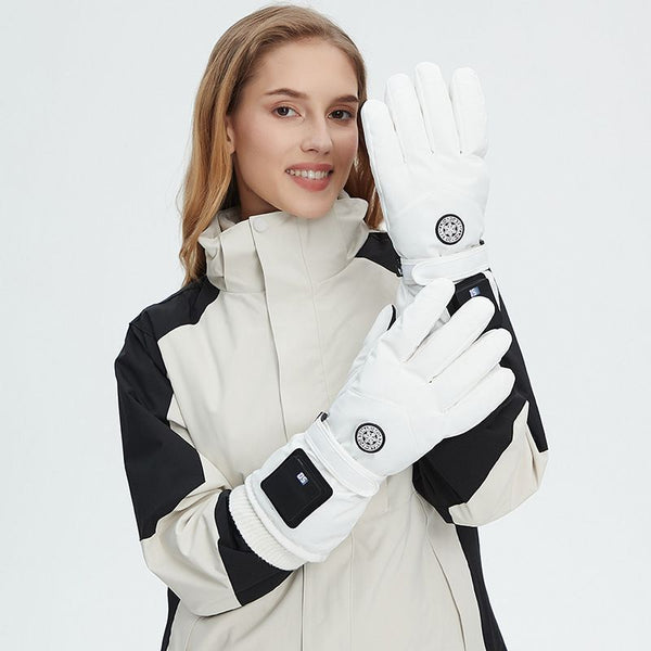USB Heated Winter Gloves with 3 Temperature Levels (White)