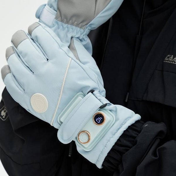 USB Heated Winter Ski Gloves with 3 Heat Levels (Blue)