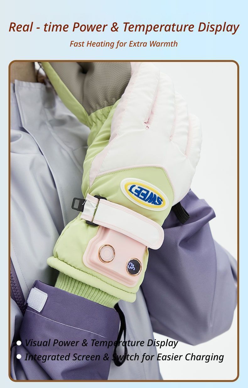 Windproof Water-Repellent Self-Heating Fleece Gloves Light Green