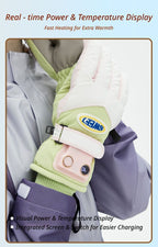 Windproof Water-Repellent Self-Heating Fleece Gloves Light Green