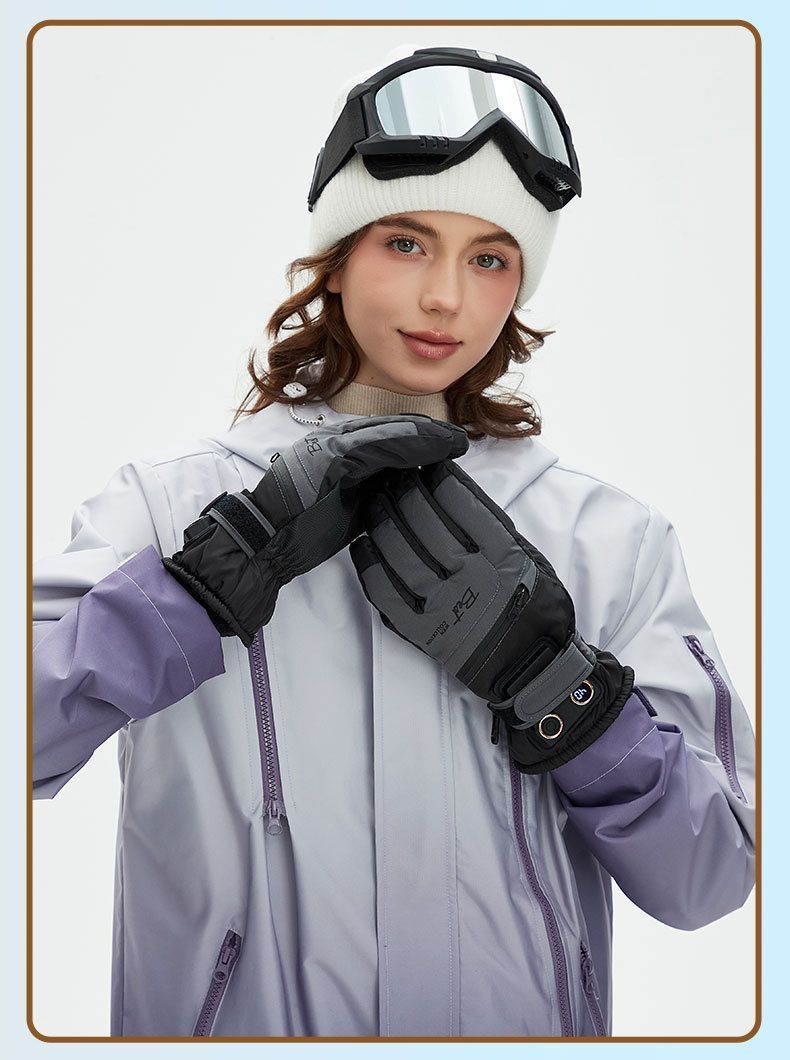 Winter Self-Heating Windproof Touchscreen Gloves-Beige Black