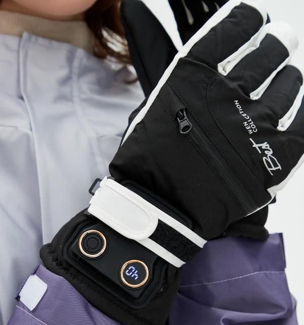 Winter Self-Heating Windproof Touchscreen Gloves-White Black