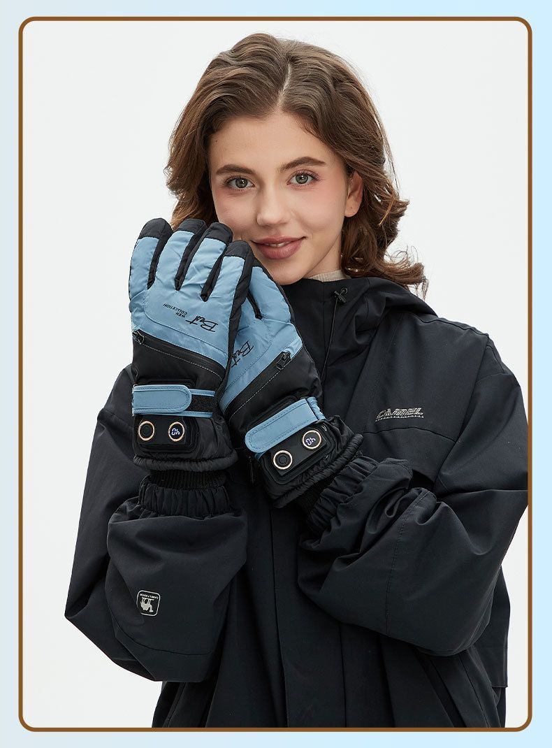 Winter Self-Heating Windproof Touchscreen Gloves-White Black