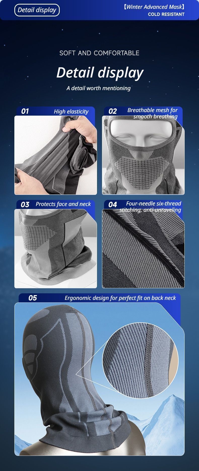 Ski Balaclava White and Grey