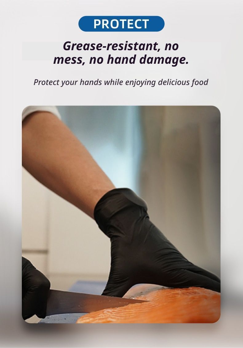 300Pcs Black Nitrile Gloves Small