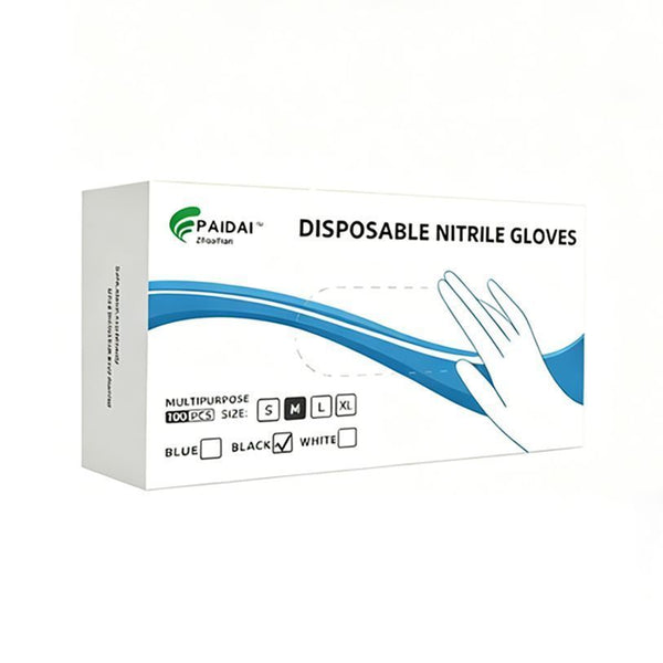 300Pcs Black Nitrile Gloves (Medium)