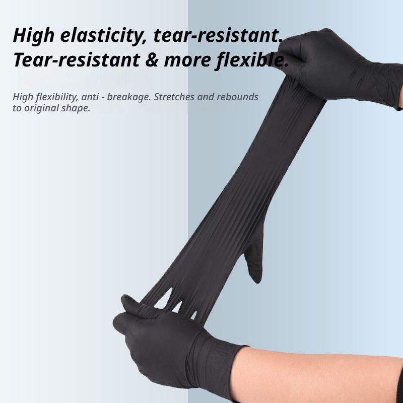 300Pcs Black Nitrile Gloves Medium